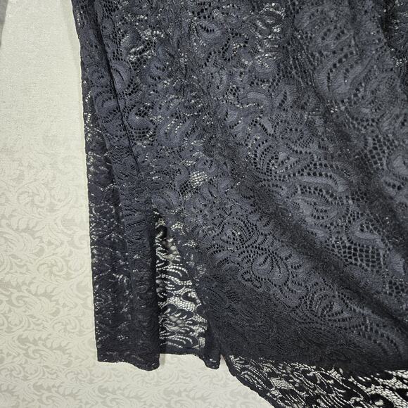 Blashe Sheer Lace Long Cardigan Duster sz 3X Black Witchy Whimsigoth Open Front - Picture 5 of 14